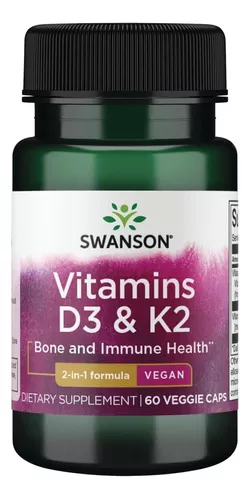 Vitamina D3 & K12 60 (cápsulas veganas) - Swanson